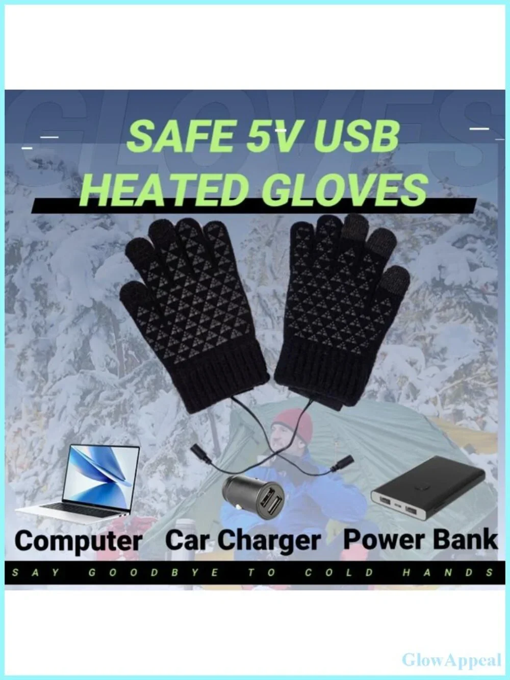 USB Heated Gloves for Women Men - Touchscreen Thermal Winter Knit Lightweight